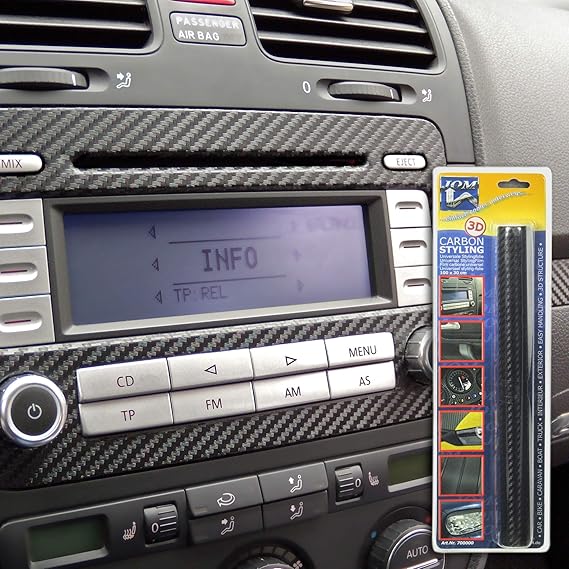 JOM 700000 Carbonfolie, Stylingfolie, selbstklebend, 30 x 100cm, Interior & Exterior schwarz