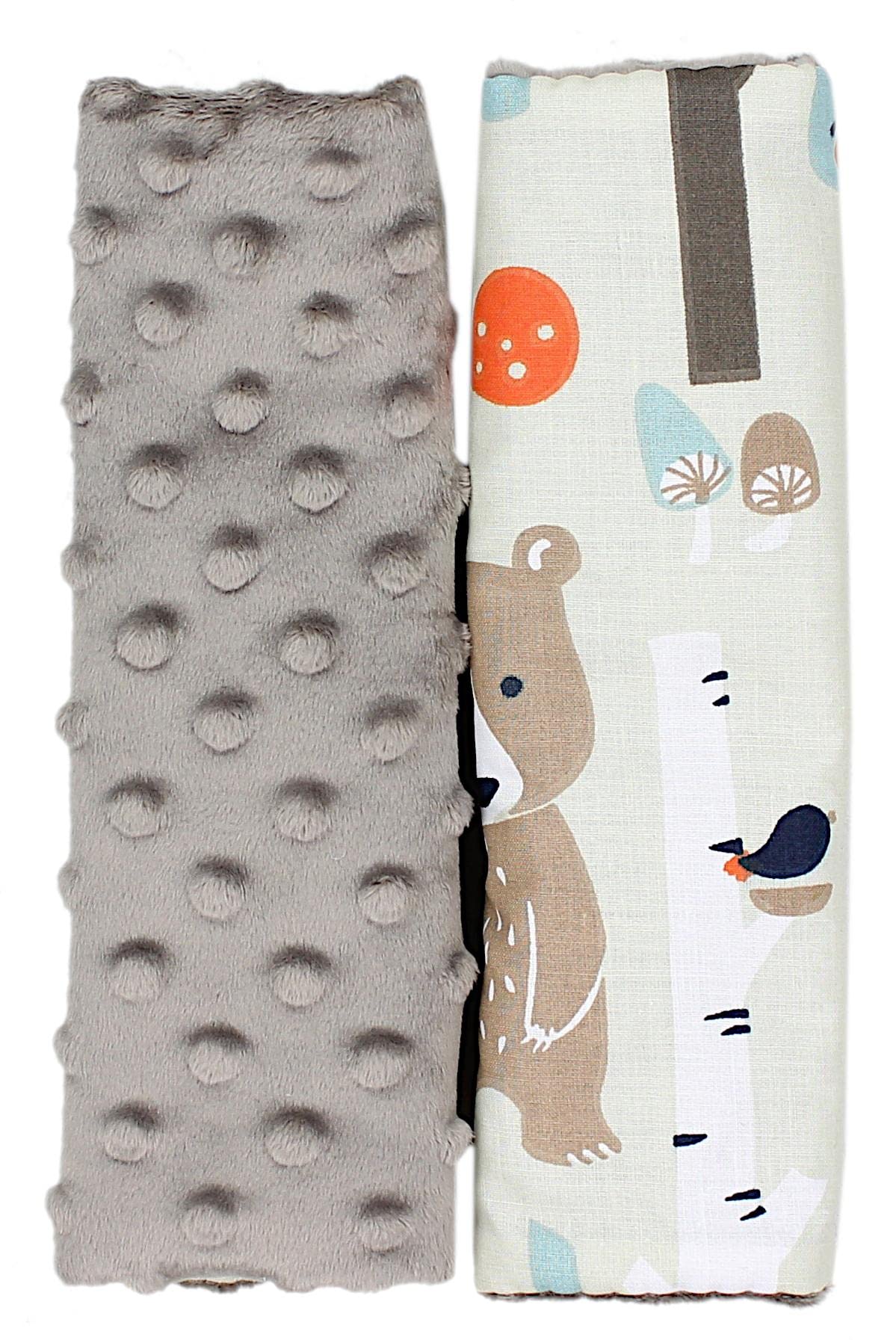 TupTam Children's Seat Belt Cover Neck Pad - Pack of 2, Brown/Bear and Birch