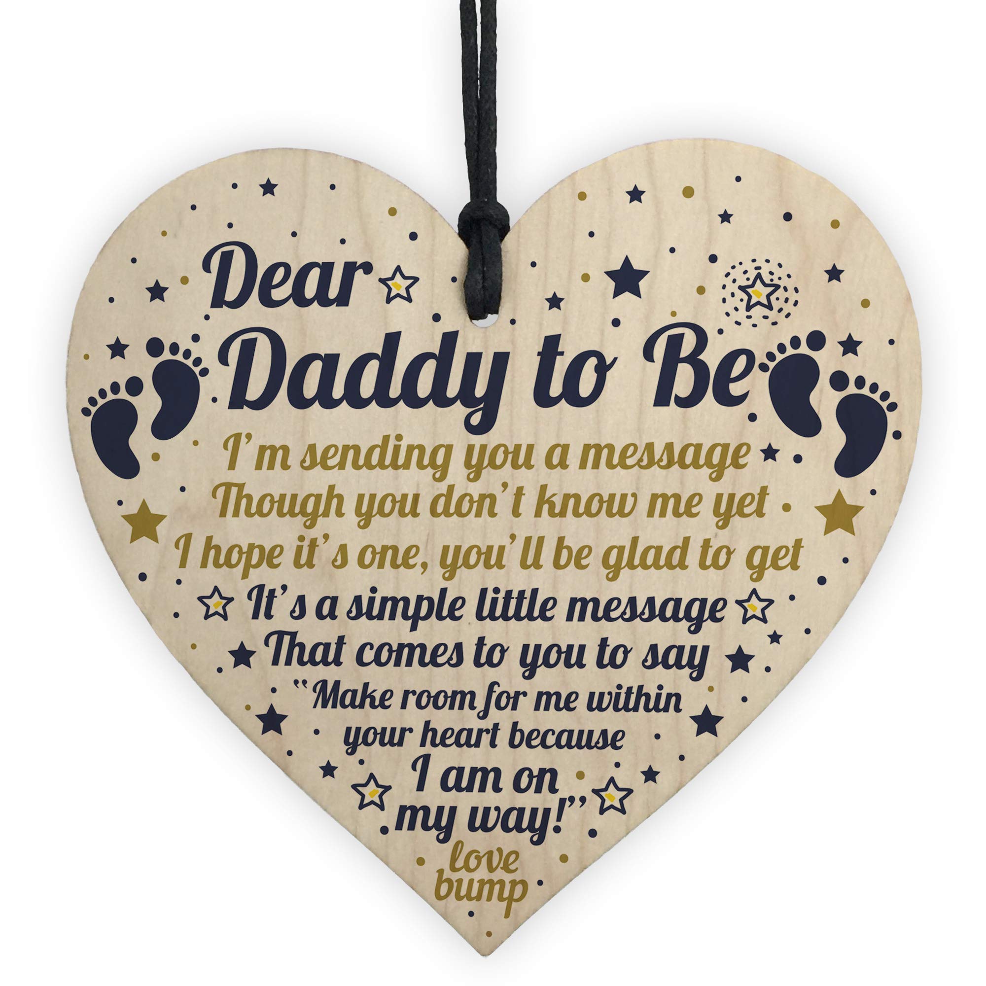 RED OCEAN Daddy To Be Daddy To Be Gifts From Bump New Baby Gifts Wooden Heart Plaque
