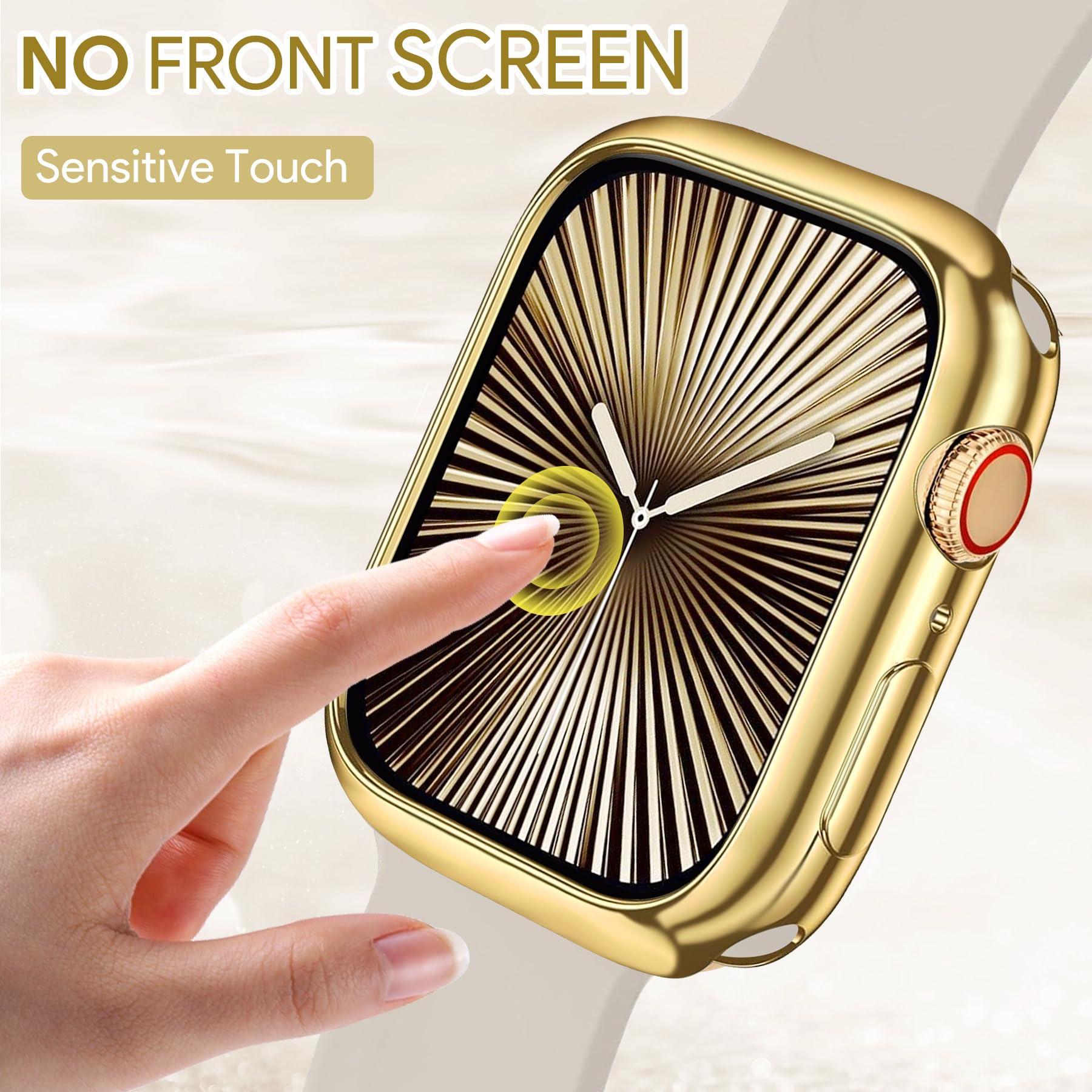 JR.DM 40mm Soft Flexible TPU Case Compatible for Apple Watch Series 6/5/4/SE Touchable Screen Lightweight Anti-Scratch All-Around Protector Thin Guard Shockproof Cover Shiny Bumper for iWatch, Gold