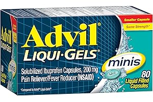 Advil Liqui-Gels Minis Pain Reliever and Fever Reducer, Pain Medicine for Adults with Ibuprofen 200mg for Pain Relief - 80 Liquid Filled Capsules