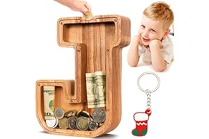SummiDate Wooden Letter Piggy Bank| Piggy Bank for Boys Girls Toddler| Alphabet J Money Bank| Coin Bank Birthday Gift for Kids|Birthday Gift for Kids (J)