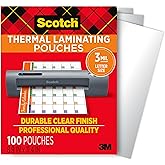 Scotch Thermal Laminating Pouches, For Use With Thermal Laminators, 8.9 x 11.4 Inches, Letter Size Sheets, 100 Count (Pack of