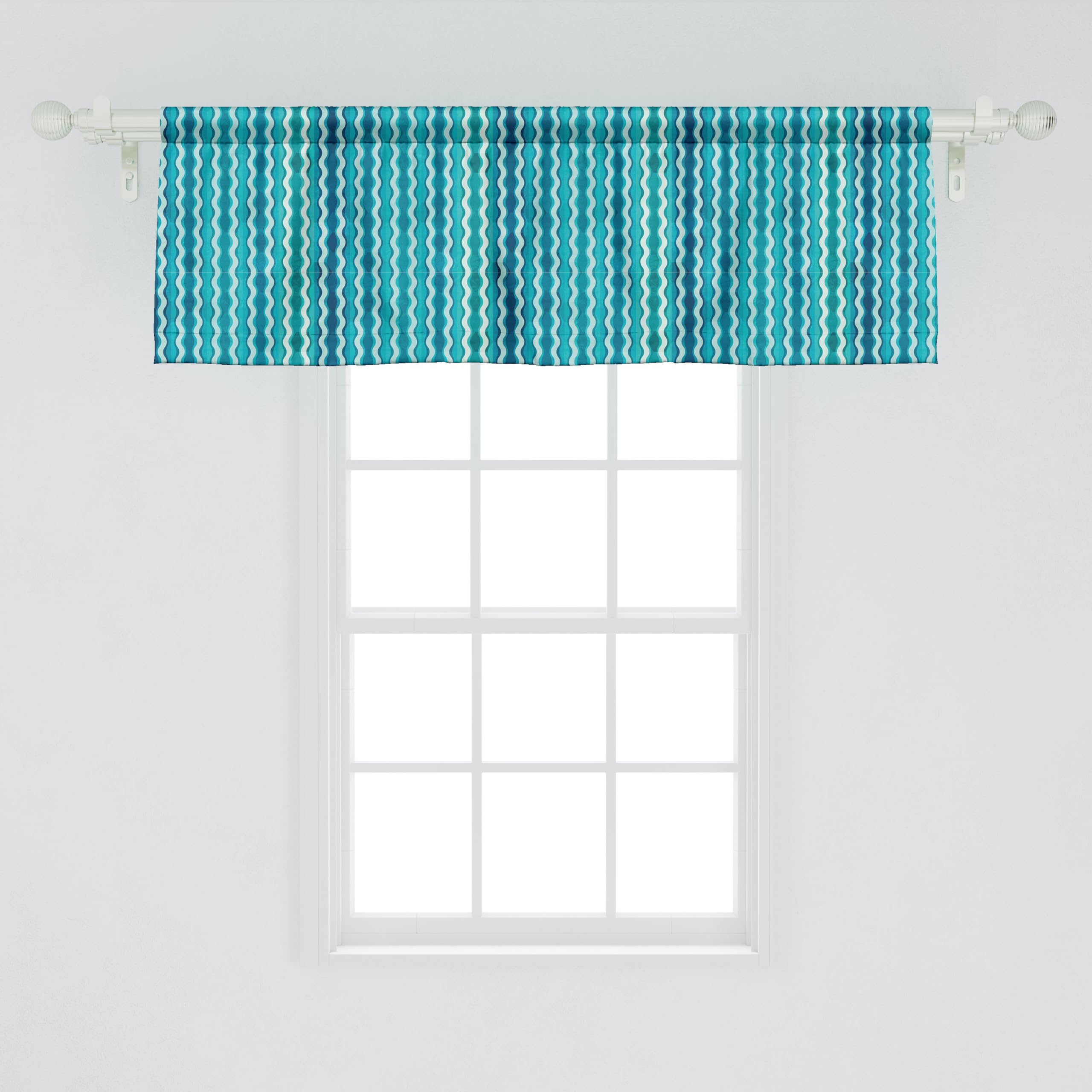 Ambesonne Abstract Window Valance, Wavy Stripe