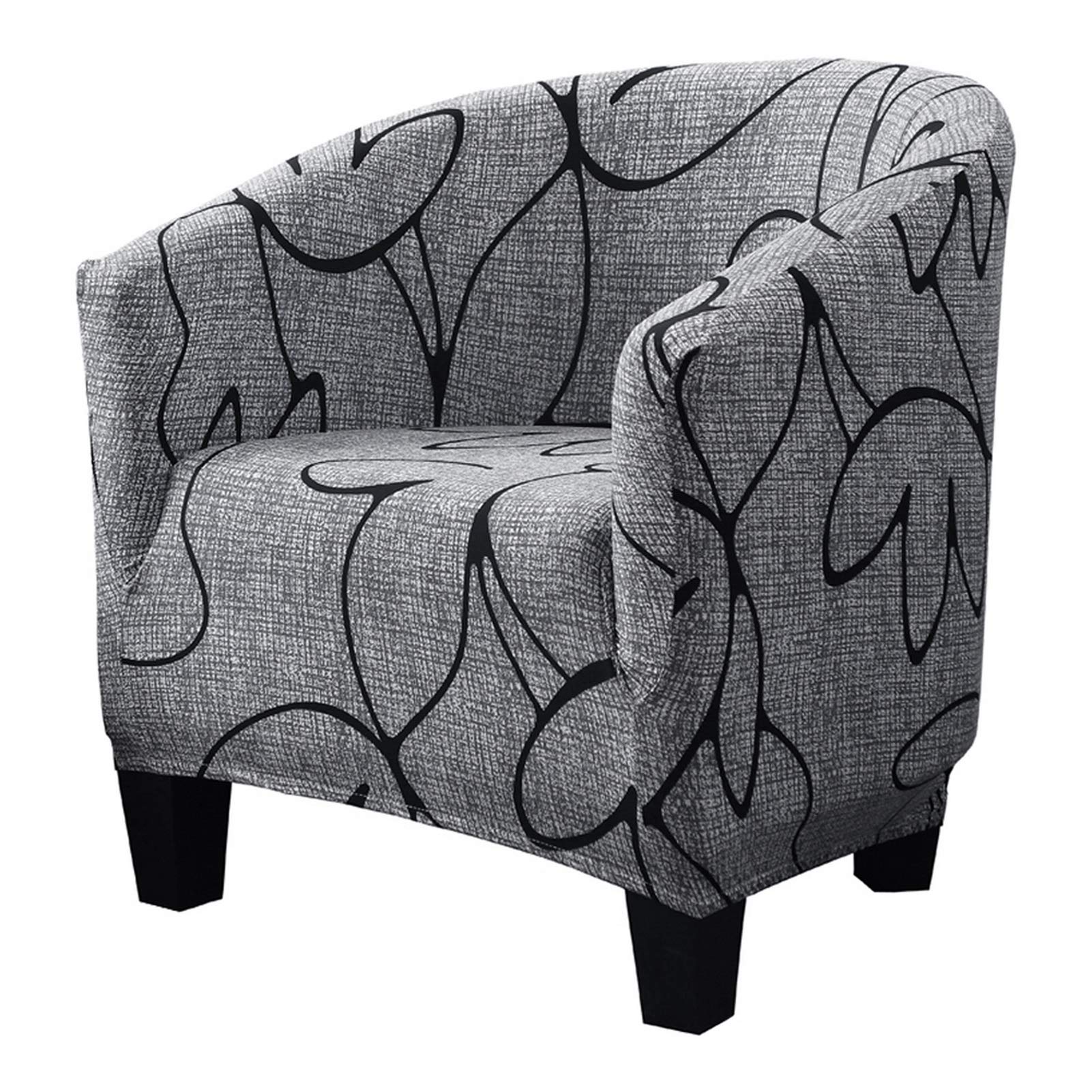 Photo 1 of SearchI Club Chair Slipcover Stretch Barrel Chair Covers Printed Tub Chair Slipcovers Soft Spandex Armchair Sofa Cover Removable Couch Furniture Protector Arm Chair Cover for Living Room(Pattern 1)