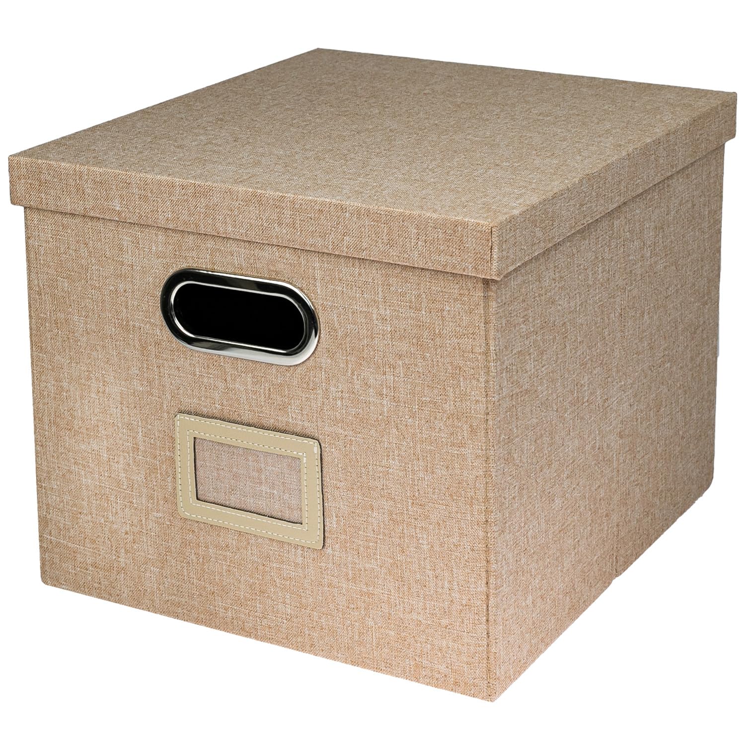 HMF Storage box with lid for DIN A4 hanging files | Suitable for Kallax | 33 x 37.5 x 28 cm | Beige