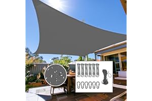 CNCZMH Rectangle Sun Shade Sail Outdoor Patio, 9.8x6.56ft Waterproof Sun Shades Canopy, UV Resistant, Sunshades for Patio, Yard, Deck, Garden, Hardware Kits (Dark Grey)