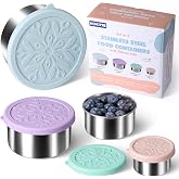 18/8 Stainless Steel Food Snack Storage Containers(4 Pack: 3/7/13/22oz) | Stackable, Leakproof Lunch Box with Silicone Lid, for Kids and Toddler Home School Use