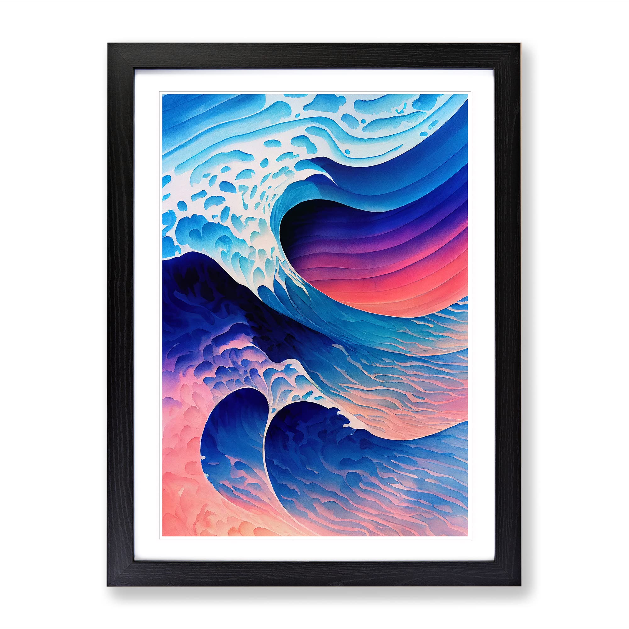 Ocean Wave In Colour No.5 Abstract Framed Print | A3 Black Framed Wall Art | Ready to Hang | Abstract Nautical Picture | Living Room Bedroom Lounge Office