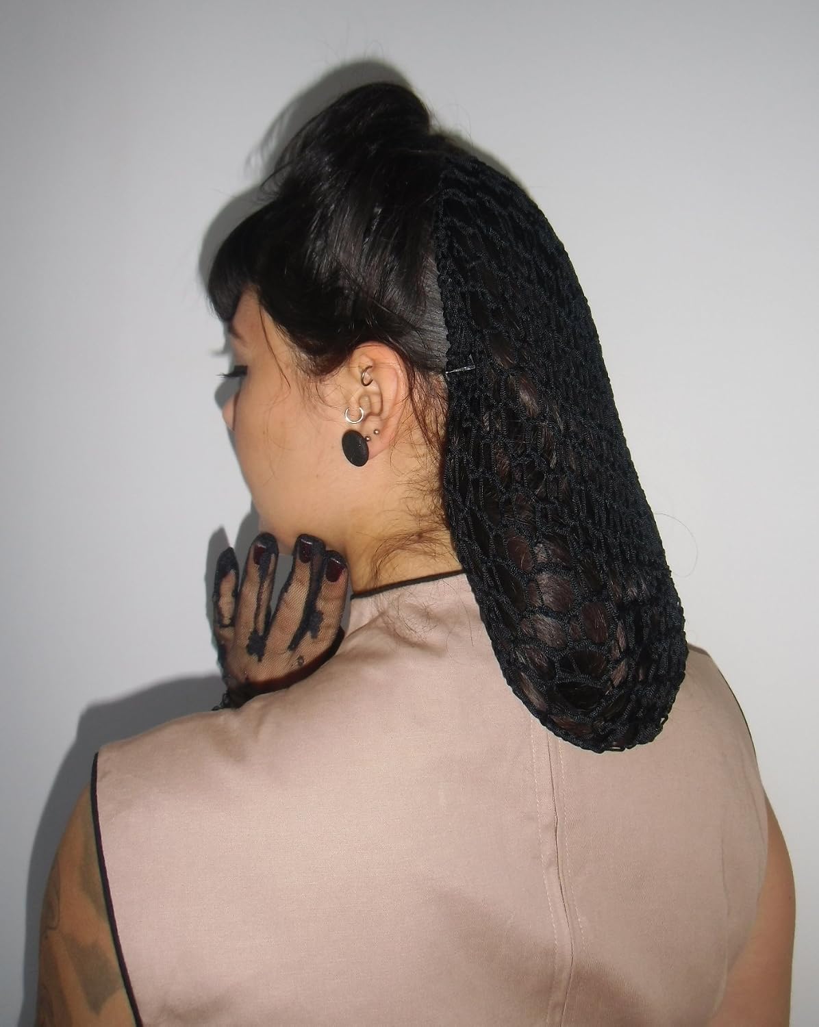 Filet à Cheveux Snood Style Pinup Rétro - Crochet Gris - Inspiré Années 40/50 - Neuf