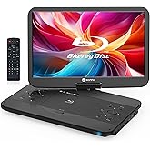 WONNIE 17.6" Portable Blu Ray Player with 15.4" 1080P Full HD Large Swivel Screen, Play Region A Blu-ray &amp; Region 1 DVDs with HDMI Out &amp; AV In, Built-in Rechargeable Battery, Support MP4, MOV Playback