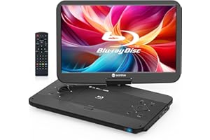 WONNIE 17.6" Portable Blu Ray Player with 15.4" 1080P Full HD Large Swivel Screen, Blu-ray DVD Player with HDMI Out & AV in, Built-in Rechargeable Battery, Support MP4, MOV Video & USB/SD Card
