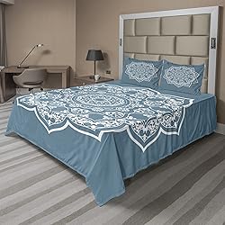 Ambesonne Lotus Sheet Set, Cultural Universe Floral