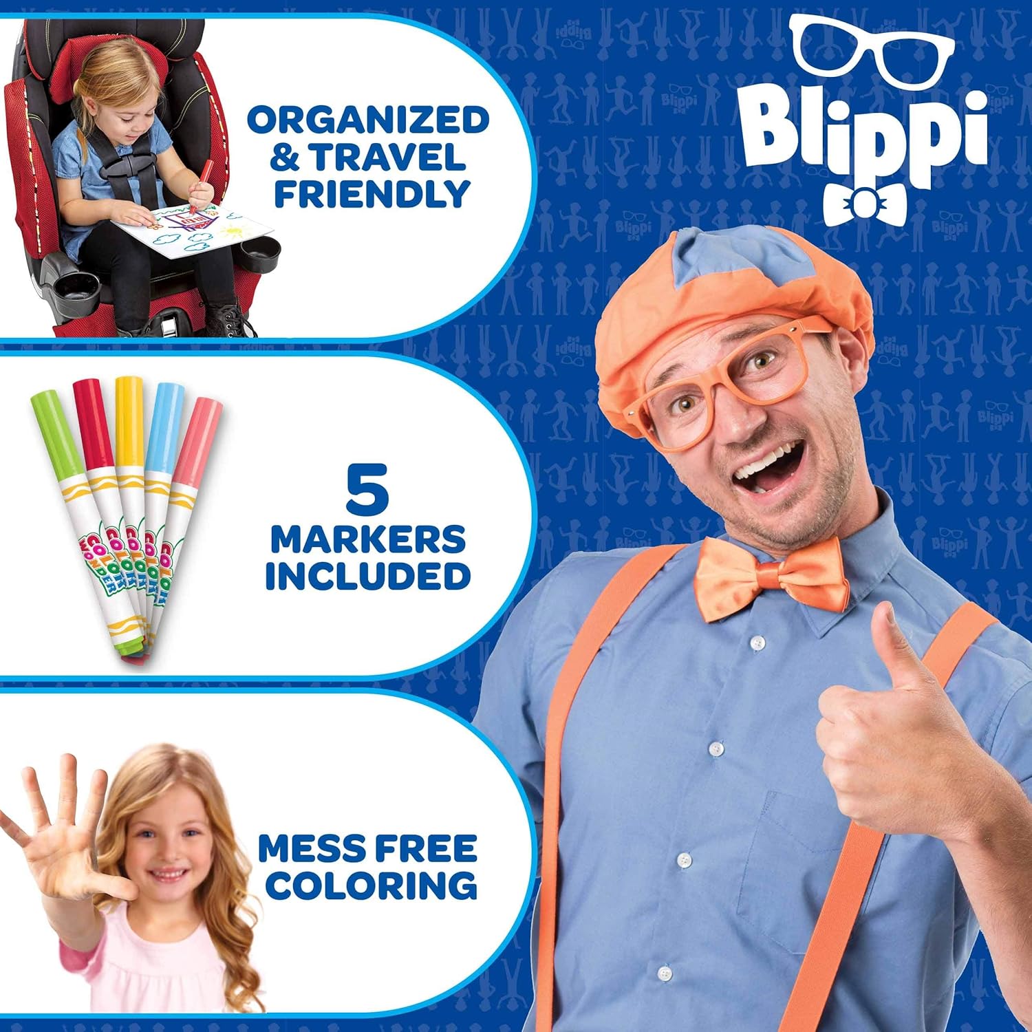 Crayola Color Wonder Blippi, Mess Free Coloring Pages & Markers, Gift for Kids, Age 3, 4, 5, 6: Toys & Games