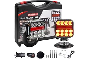 Wireless Trailer Lights, Adjustable Magnetic LED Trailer Lights with Reflectors, Rechargeable Tow Tail Light Kit for Trucks, 
