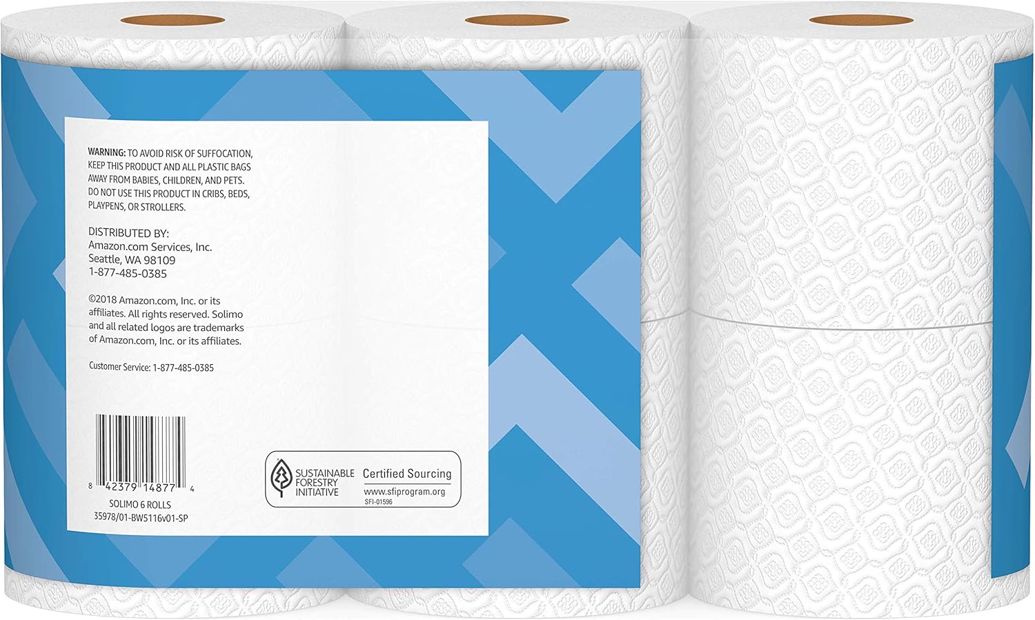  Brand - Solimo 2-Ply Toilet Paper, 350 Sheets per Roll, 30 Count: Health & Personal Care