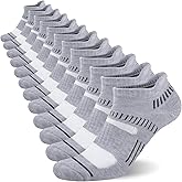 COOPLUS Mens Ankle Socks Athletic Cushioned Breathable Low Cut Tab With Arch Support - 6 Pairs