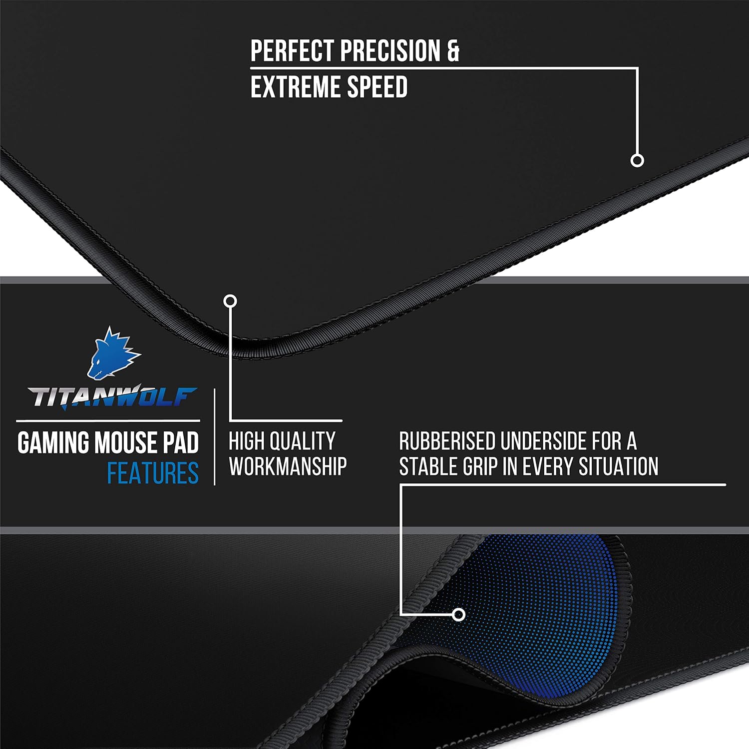 TITANWOLF XXL Speed Gaming Mouse Pad, Mouse Mat 900 x 400mm, XXL mousepad, table mat large size, improved precision and speed - Image 5