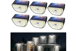 OOTDAY Solar Lights Outdoor 200 LED with 3 Lighting Modes, Solar Motion Sensor Lights, IP65 Waterproof Solar Powered Lights, 270ｰ Wide Angle, for Garden Patio Yard Fence Deck, WHPG005AB,Black (6 Pack)