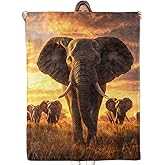 Bidesk Sunset Elephant Blanket - Ultra Soft, Cozy, Lightweight, Warm & Fuzzy Flannel Throw Blankets, Ideal for Couch, Bed, Travel & Outdoor Use - for Adults Kids Women Men 60"×50"
