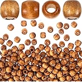 HINZIC 200pcs Large Hole Round Wooden Beads, 11x12mm, Brown, Coffee