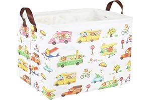 DDBASKET Rectangular Animal Baby Easter Basket Kids Storage Basket for Boys and Girls Baby Gift Basket Cute Toy Storage Bin Box Organizer Book Shelf Basket Animal Room Decor(Car Animal)