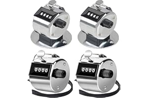 4-Digits Metal Tally Counter Manual Click Counter, Mechanical Manual Clicker Number Lap Tracker Desk Tally Counter with Stand