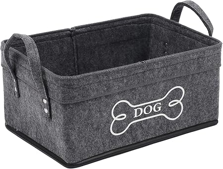 grey dog toy basket