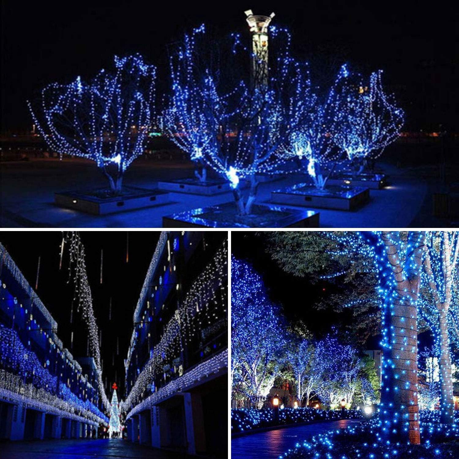 2 Pack 100 LED Solar Powered String Lights, Outdoor Waterproof Copper Wire 8 Modes Fairy Lights for Garden, Patio, Party, Yard, Home (Blue) : Garden & Outdoor