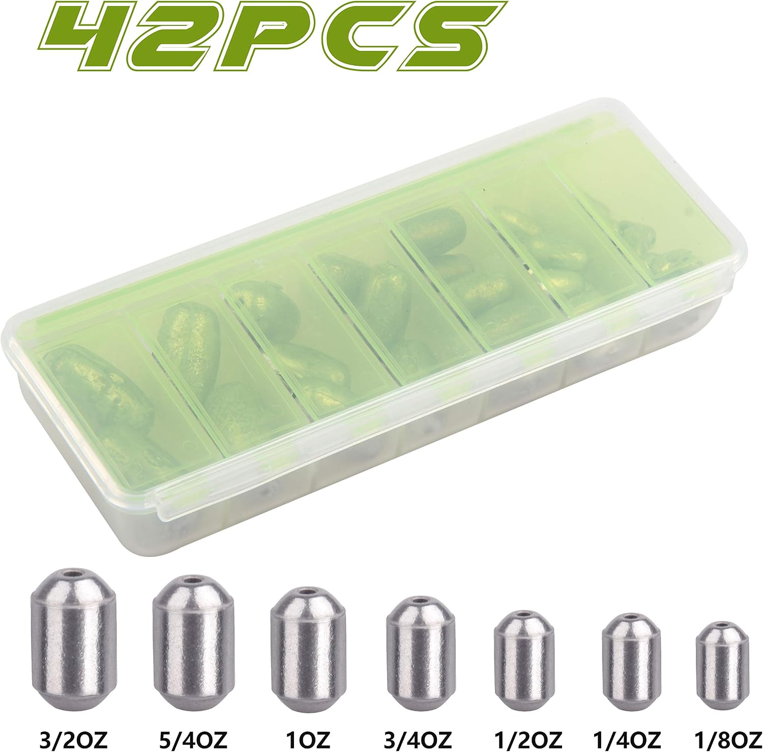 Fishing Sinker Weights Assorted Kit 42pcs Iron Weights Bass Casting Carp Weights Sea Fishing Weights Fishing Tackle for Saltwater Freshwater - Image 3