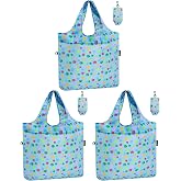 HOLYLUCK Reusable Grocery Bags,Heavy Duty Foldable Shopping Tote Bag (Standard, 3 Blue Dog Paw Prints)