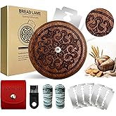 UFO Bread Lame Sourdough Scoring Tool - Dough Scoring Tool for Sourdough Bread baking & Bread Making Tool, Wooden Scoring Tool with 5 Razor Blades, Leather Storage Cover, Finger Sleeves, Cleaning Tool