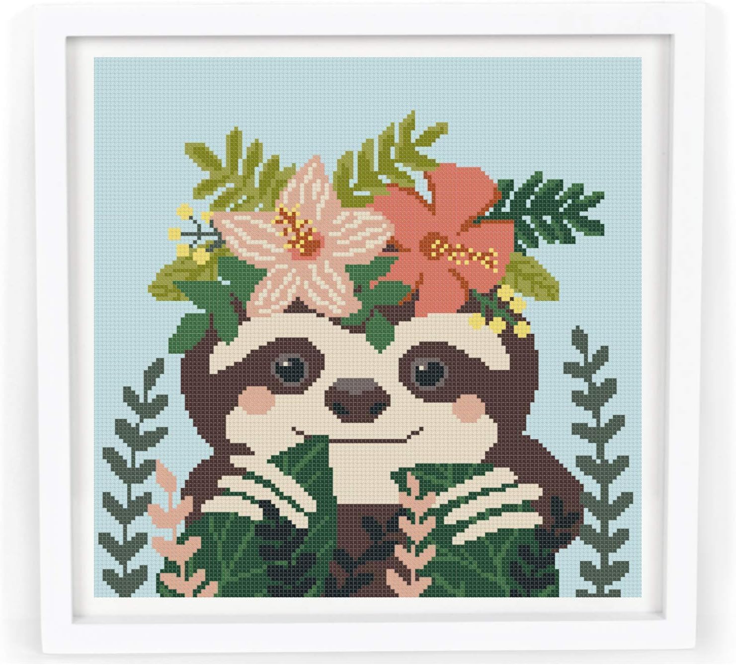 Cross stitch pattern sloth pdf, modern counted cute easy cross stitch pattern design, animal flowers tropical printable baby cross stitch pattern .MATERIALS ARE NOT INCLUDED!