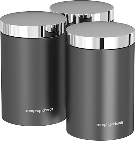 morphy richards tea coffee sugar canisters black