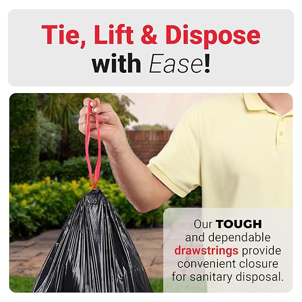 RELI. 30 GALLON TRASH BAGS DRAWSTRING | 150 COUNT | BLACK | 30 GALLON GARBAGE BAGS HEAVY DUTY | LARGE 30 GAL