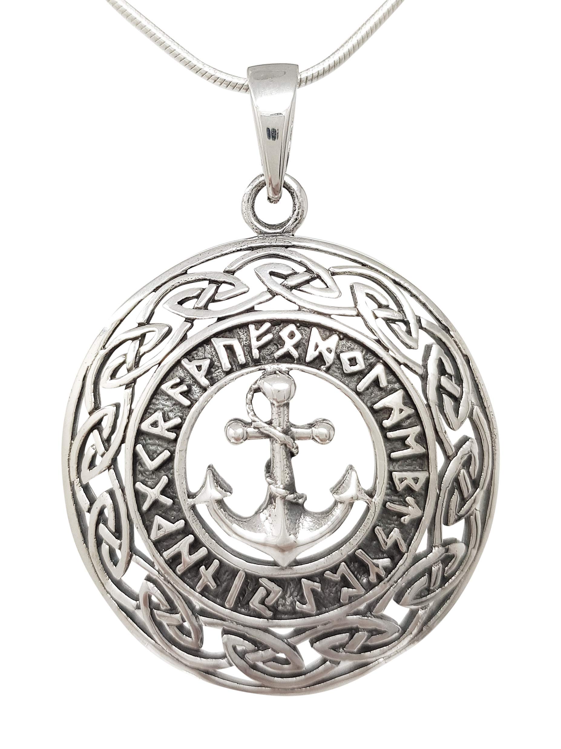 Treasure Bay Anchor and Script Pendant Made from 925 Sterling Silver, Pendant for Men and Women