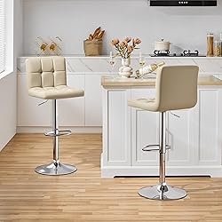 Yaheetech Bar Stools Set of 2, Adjustable PU
