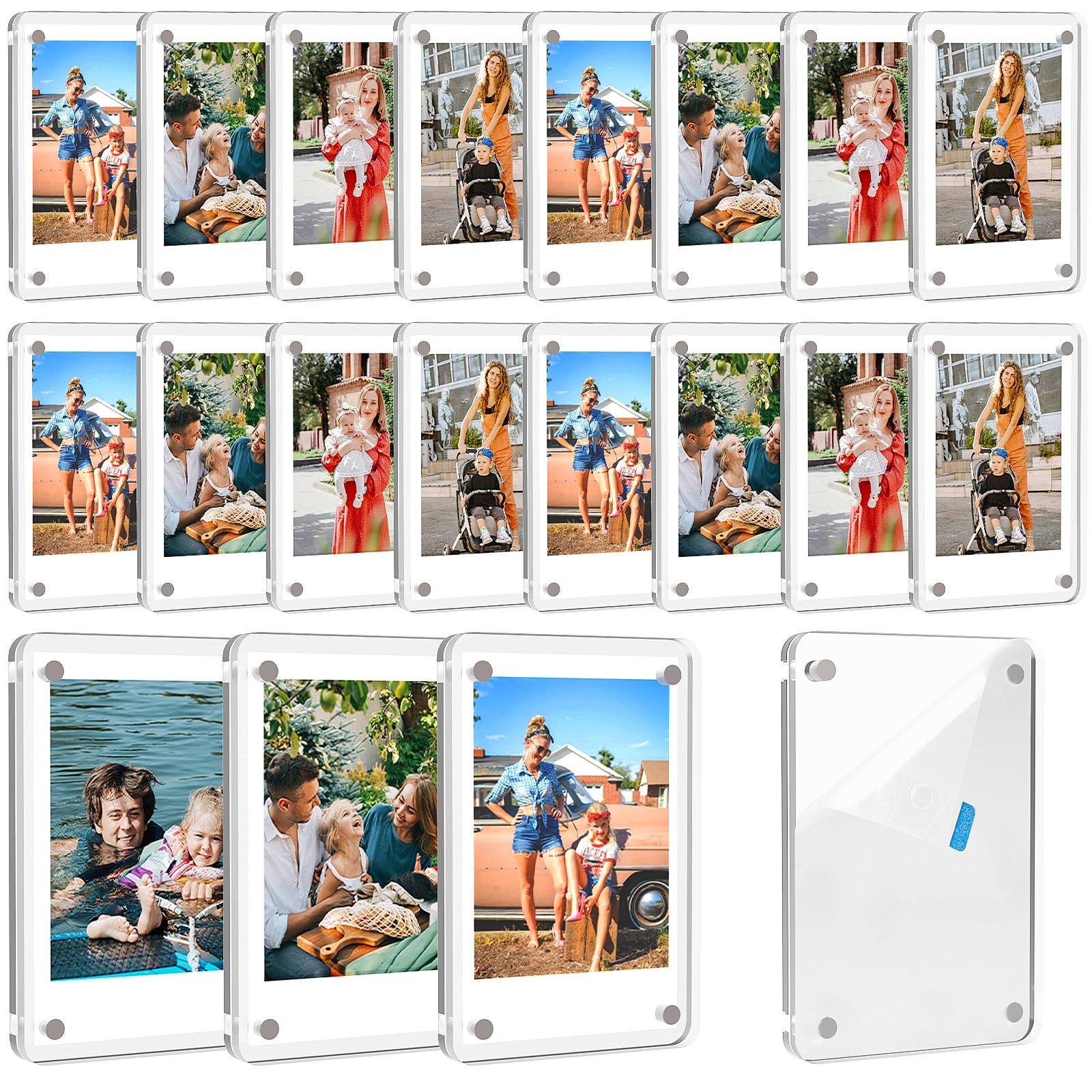 Photo 1 of Lzerking Acrylic Magnetic Picture Frame 20 Pack 2.36x3.54 Inches Mini Polaroid Fridge Magnet Frames, Double Sided Clear Refrigerator Photo Frame for Fujifilm Instax