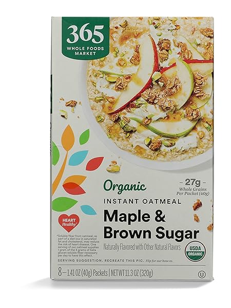 365 BY WHOLE FOODS MARKET, ORGANIC MAPLE & BROWN SUGAR INSTANT OATMEAL PACKETS, 1.41 OUNCE (PACK OF 8)