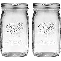 Ball Mason Jar-32 oz. Clear Glass Ball Wide Mouth-Set of 2