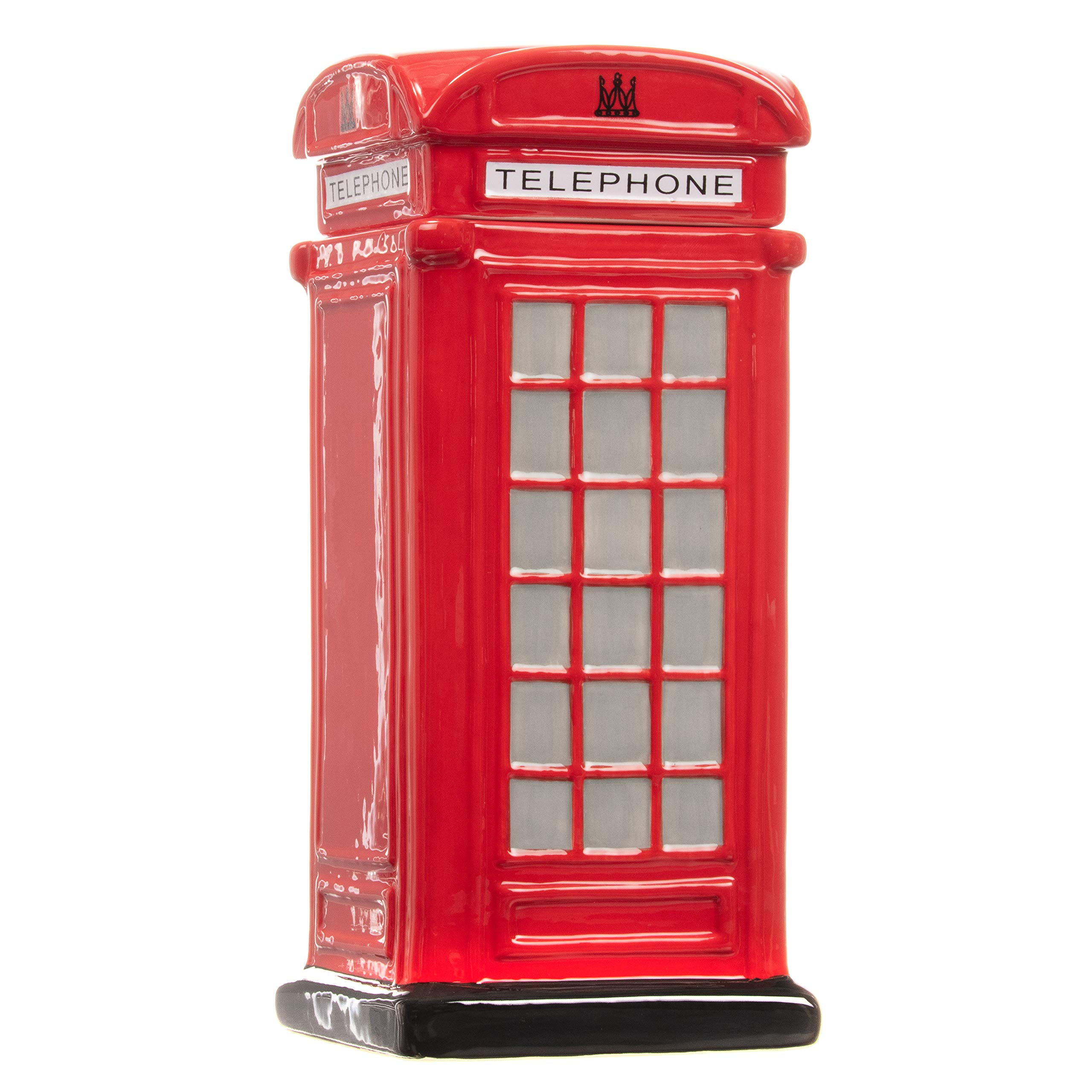 Red Telephone Box Ceramic Cookie Jar with Airtight Lid - 1.5L Biscuit Storage Container