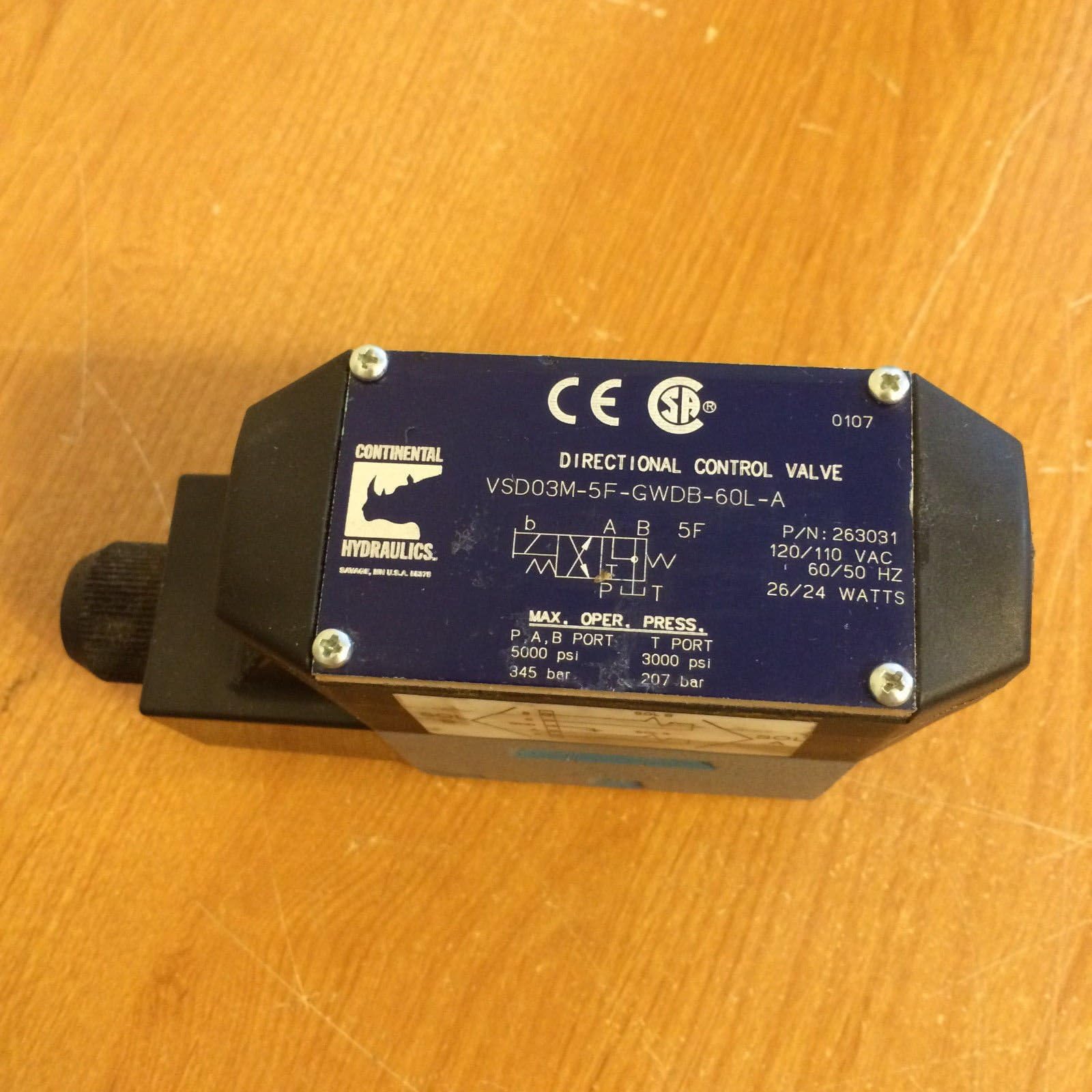 Continental Hydraulics VSD03M-5F-Gwdb-60L-A 263031 Control Valve