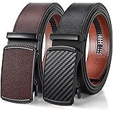 BELTROAD Ratchet Belts for Men- 2-Pack Men‘s Ratchet Adjustable Click Slide Belts for Dress Casual 1 3/8" Leather Belt Gift