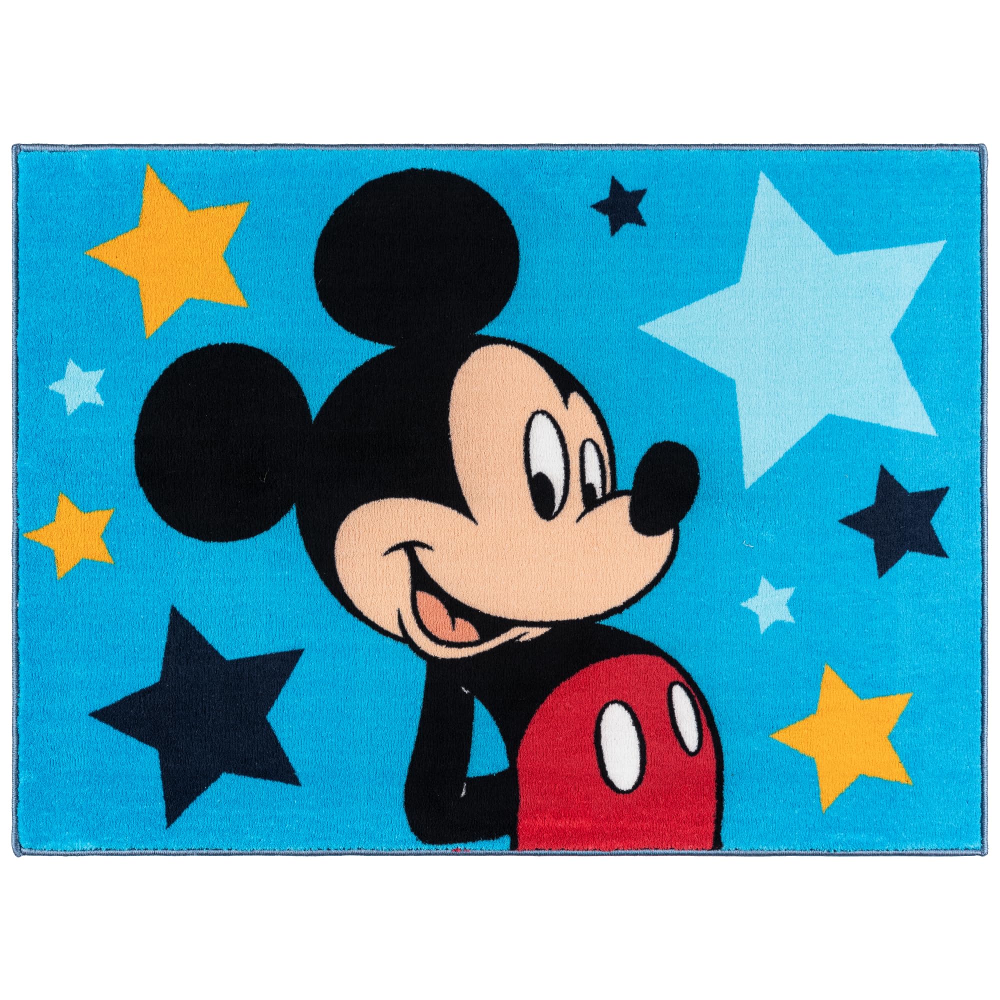Gertmenian Disney Mickey Mouse Indoor Area Rug - 3x5 Small, Non-Slip, Ideal for Children in Bedroom, Game Room, Classroom, Nursery or Play Area - Stars, Red/Yellow, 28020 Image