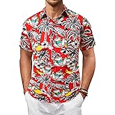 bakjuno Funky Hawaiian Shirt for Men's Ugly Beach Shirts Casual Vacation Beach Button Up T-Shirt