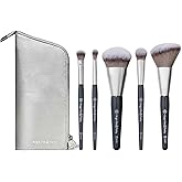 BK BEAUTY BRUSHES - ANGIE HOT & FLASHY Travel Brush Set with Pouch - Foundation Makeup Brushes - Brush for Liquid or Cream Foundations - Under-Eye Concealer | Bronzer, Blush & Highlighter Makeup Brush