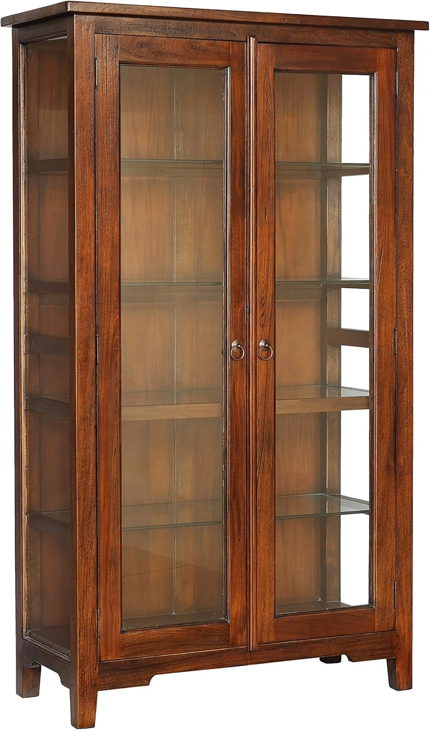 Casual Elements Mah561 L1g Large Curio Glass Display Cabinet Light Rustic Medium Brown Amazon Ca Home Kitchen