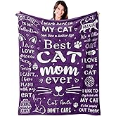 Mosslink Cat Mom Blanket 60"x50", Cat Lover Gifts for Women, Cat Gifts for Cat Lovers, Cat Mom Gifts for Women Birthday, Best Cat Mom Ever Blankets, Christmas Mothers Day Cat Gifts for Cat Mom
