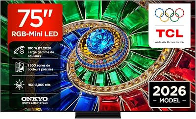 TV 75RM7L 75” RGB-Mini LED, 4K HDR 2000 nits, 1800 zonas de Color preciso, Google TV, Dolby Vision IQ y Atmos, 2.1 Onkyo, 144Hz, Apple AirPlay 2, Alexa