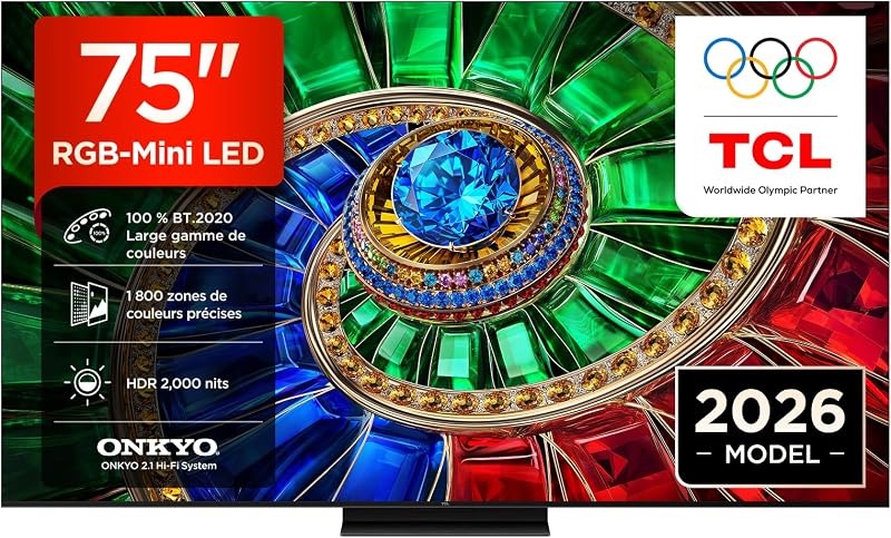 TV 75RM7L 75” RGB-Mini LED, 4K HDR 2000 nits, 1800 zonas de Color preciso, Google TV, Dolby Vision IQ y Atmos, 2.1 Onkyo, 144Hz, Apple AirPlay 2, Alexa